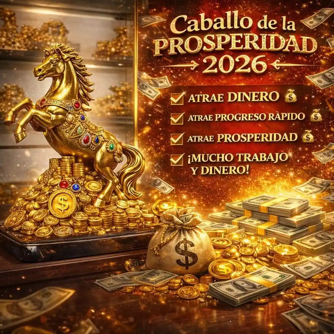 Caballo Dorado de la Prosperidad 2026 - Atractor de Dinero, Progreso y Abundancia