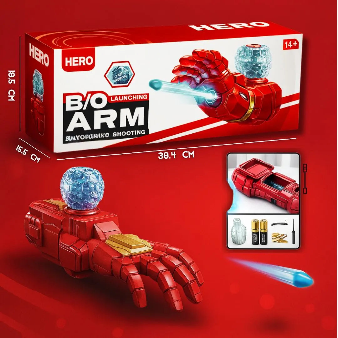 Brazo de Iron Man con balas de Hidrogel