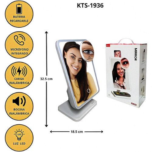 Espejo Parlante - Cargador, parlante y espejo